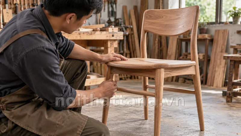 mẫu ghế tựa gỗ đẹp: kích thước ghế phải đi cùng kích thước bàn