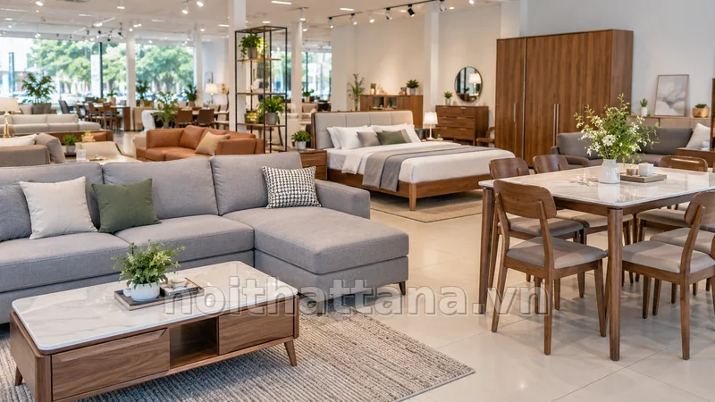 nội thất giá rẻ trong không gian nội thất thực tế