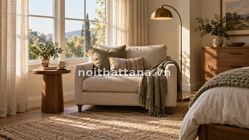 sofa 1m2: tay ghế càng gọn, chỗ ngồi càng rộng