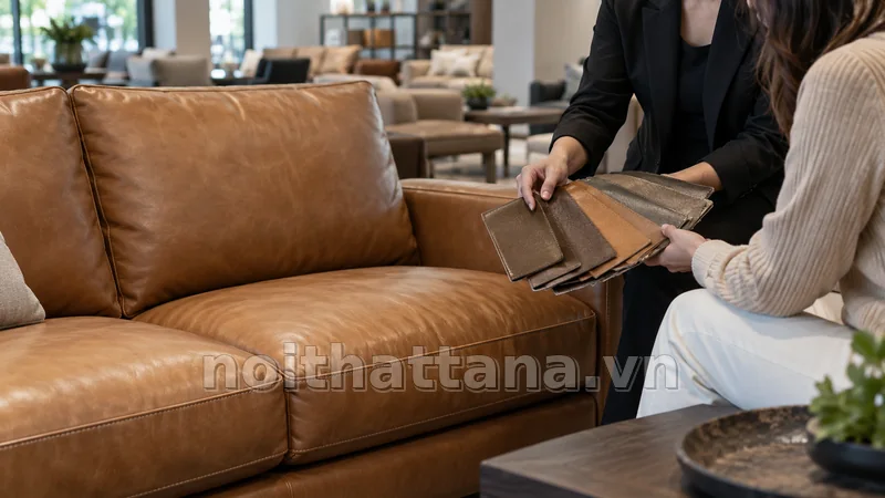 sofa da bò ý - chi tiết lựa chọn và bố trí thực tế