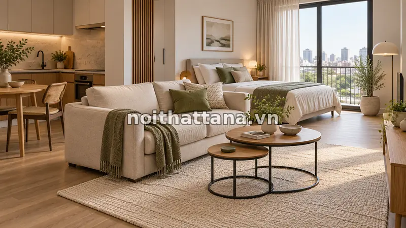 sofa mini: màu sắc giúp ghế trông gọn hơn