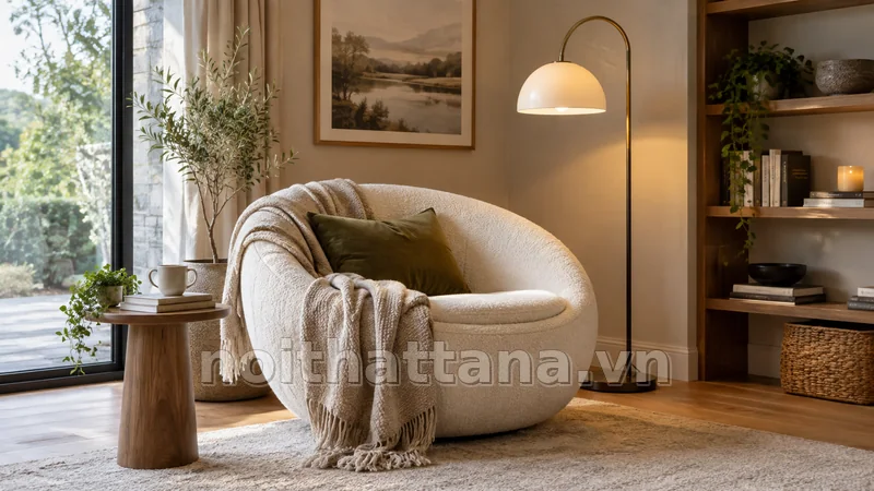 sofa tròn ứng dụng trong phòng khách hoặc không gian gia đình