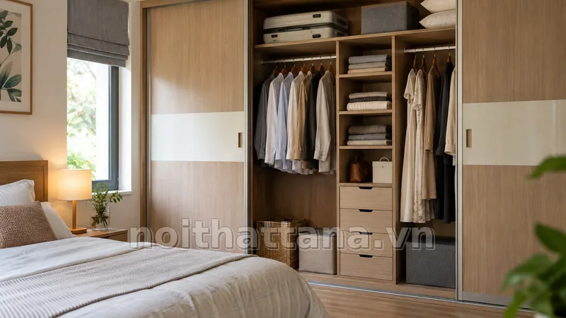tủ lùa 2 cánh: chọn vật liệu và trọng lượng cánh