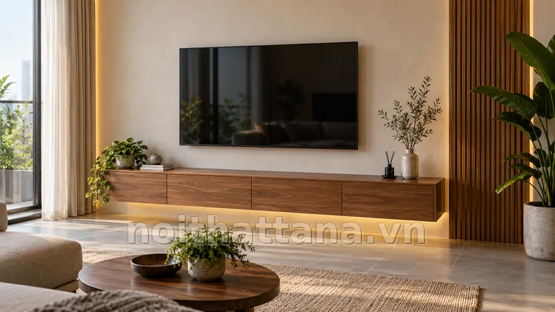 tủ tivi đẹp: tủ treo tường cho không gian gọn