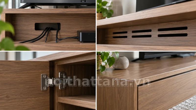 tủ tivi đẹp: giấu dây nhưng vẫn phải bảo trì được