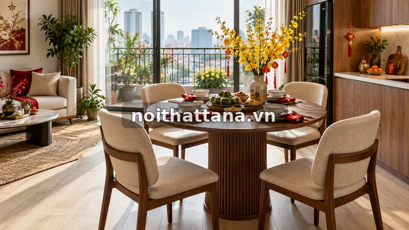 chọn bàn ăn ngày Tết: bàn mở rộng cho nhà nhỏ