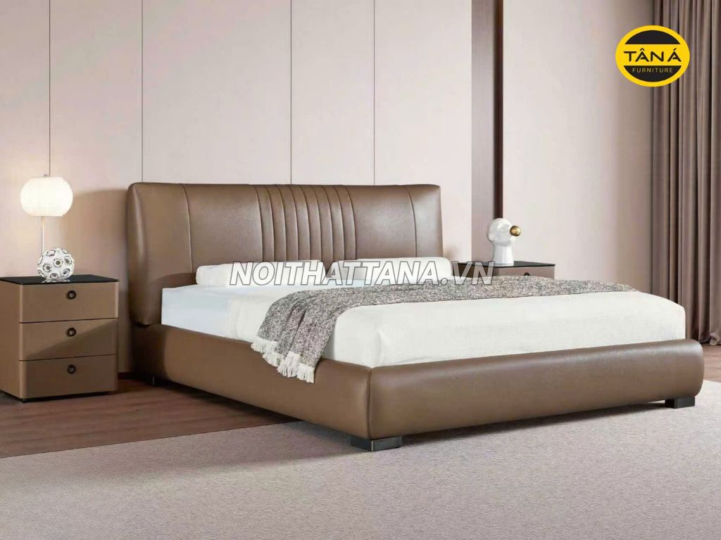 Giường Ngủ Bọc Da Bò AT-M053 Sang Trọng Nhập Khẩu Đài Loan