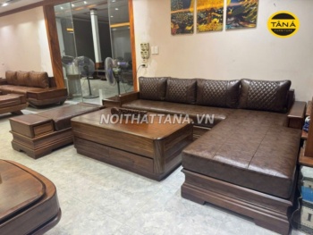 Sofa Gỗ Sồi Nga Da Hàn Quốc GS101