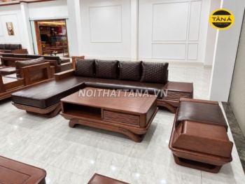 Sofa Gỗ Sồi Nga Da Hàn Quốc GS108