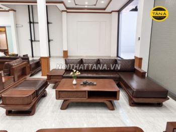 Sofa Gỗ Sồi Nga Da Hàn Quốc GS104