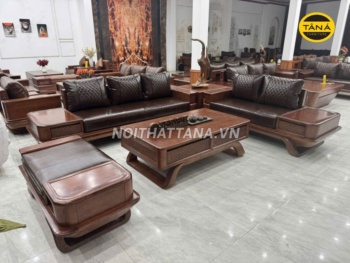 Sofa Gỗ Sồi Nga Da Hàn Quốc GS105