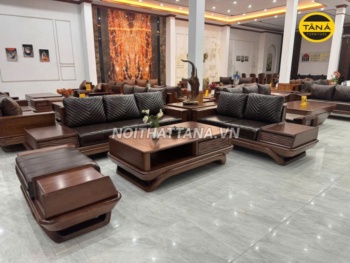 Sofa Gỗ Sồi Nga Da Hàn Quốc GS106