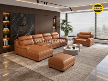 Sofa Góc L Da Hàn Quốc N193-D Đơn Giản Sang Trọng
