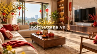 Trang Trí Phòng Khách Đón Tết: Đẹp Ấm Cúng Mà Không Rối